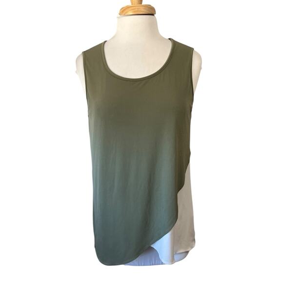 Easy Wear Chicos 1 Womens M Colorblock Sleeveless Splice Tunic Top Green Black - Picture 1 of 5